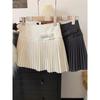 Plus Size Women's Woolen Pleated A-line Skirt with Bow - High Waist, Short, for Autumn/Winter