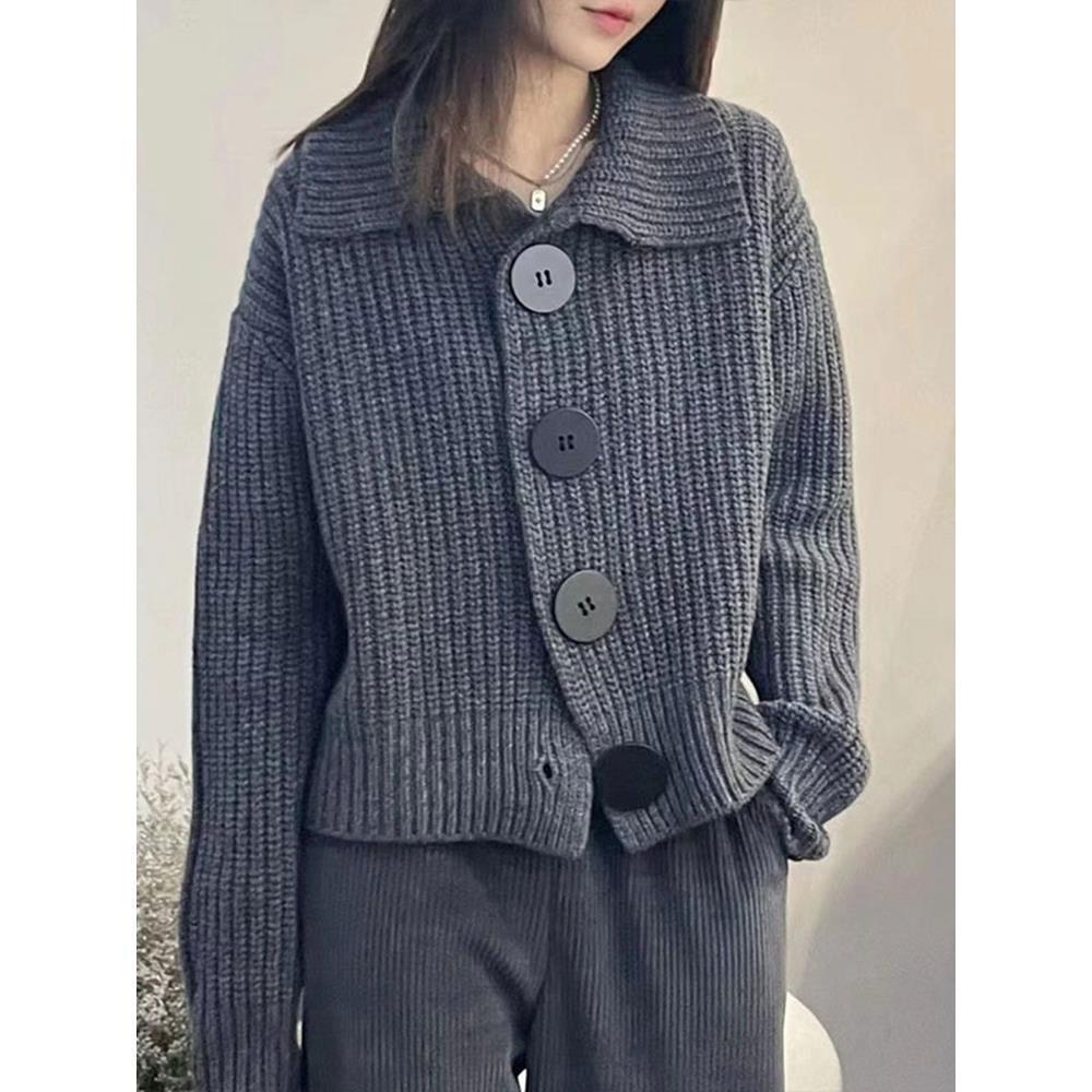 

Женский французский ретро тыквенно-оранжевый вязаный кардиган свитер S (42.5-52.5 kg)