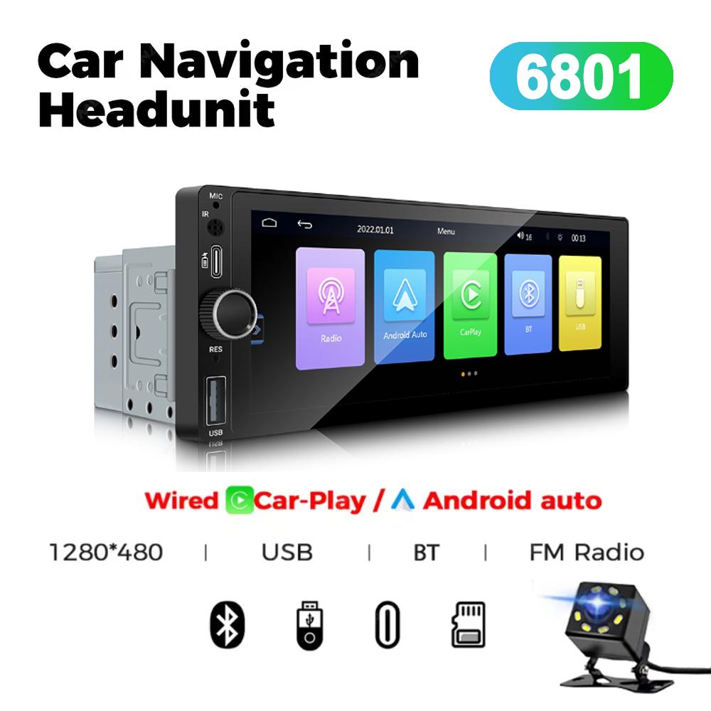 1DIN 6.86inch Universal MP5 Car Radio Support Wireless Carplay Android AUTO AUX USB  BT Touch Screen Multimedia Video Player