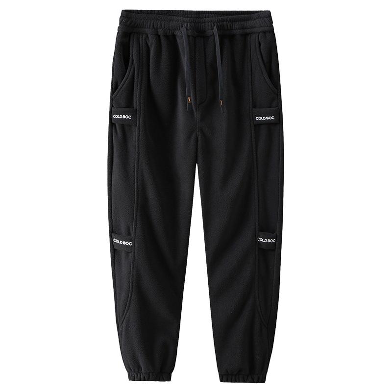 Men's Plus Size Double-Sided Fleece Sherpa Sweatpants, Thickened, Loose Fit, Cuffed, for Autumn/Winter