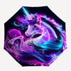 Unicorn, Fantasy Themed Automatic Opening and Closing Umbrella, Compact Travel Umbrella, Lightweight and Portable, Suitable for Beach Commut