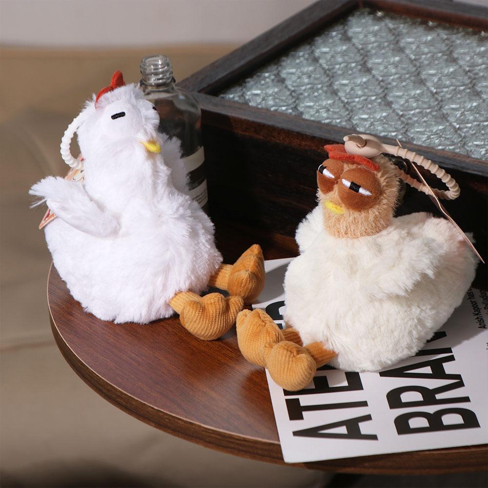 Cartoon Hens Key Ring Simulation Egg-laying Animal Key Holder Plush Chicken Keychain  Gift
