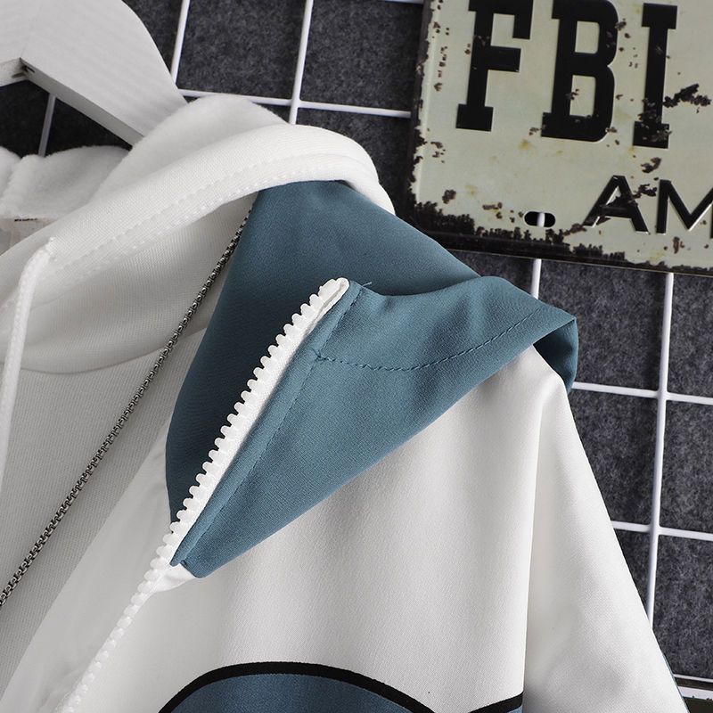 Spring Women Hooded Cute Shark Print Japanese Style Patchwork Teen Hoodies Jacket Fashion Harajuku Women Sweatshirt