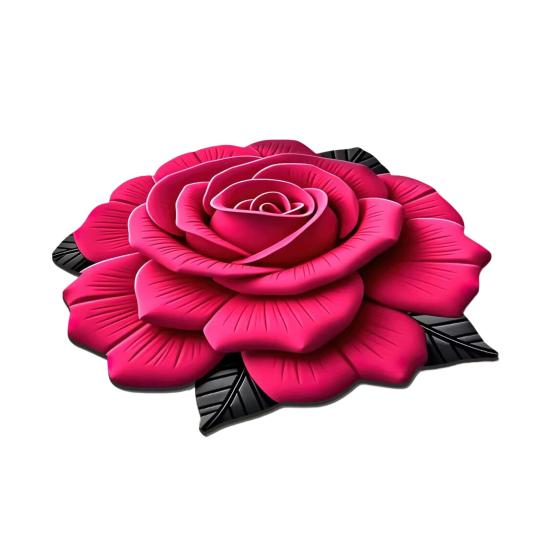 3D Rose Flower Area Rug Non-slip Washable Absorbent Plush Floor Mat Irregular Floral Carpet Indoor Living Room Bedroom Bathroom Kitchen Decoration
