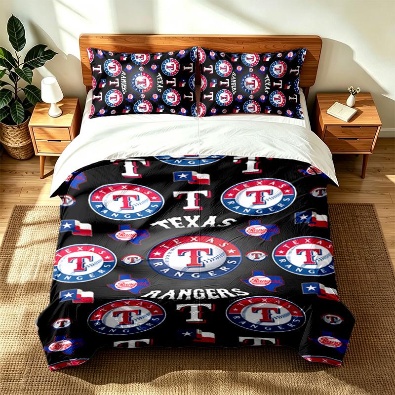 Texas Rangers (14) 3pc Set Suitable for Master Bedrooms Soft and Comfortable an Ideal Gift for Family and Friends Includes One Duvet Cover and Two Pil
