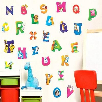 Nuovo arrivo 26 lettere dell'alfabeto AZ adesivi murali per l'arredamento della camera da letto dei bambini