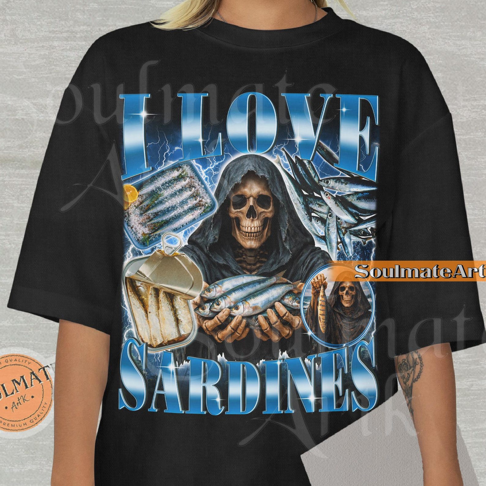 I Love Sardines Shirt, Funny Skeleton Tshirt, Meme Bootleg T-shirt, Hilarious Joke T-shirt, Comfort Colors Unisex Graphic Tee S