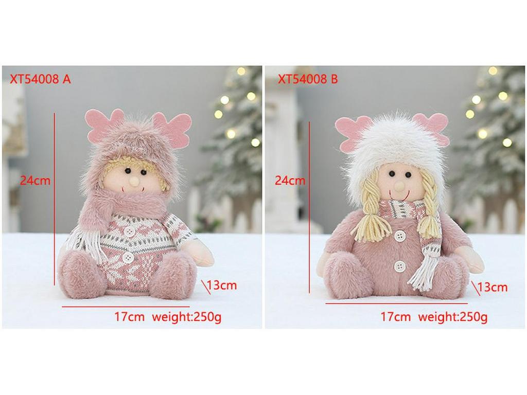 Pink Long Plush Boy and Girl Dolls for Christmas Decor
