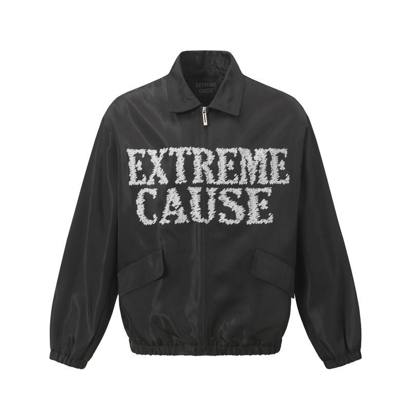 Unisex Streetwear Oversized Zip-Up Jacket With Retro Mirror Letter Print Collar Lapel Loose Fit Fall
