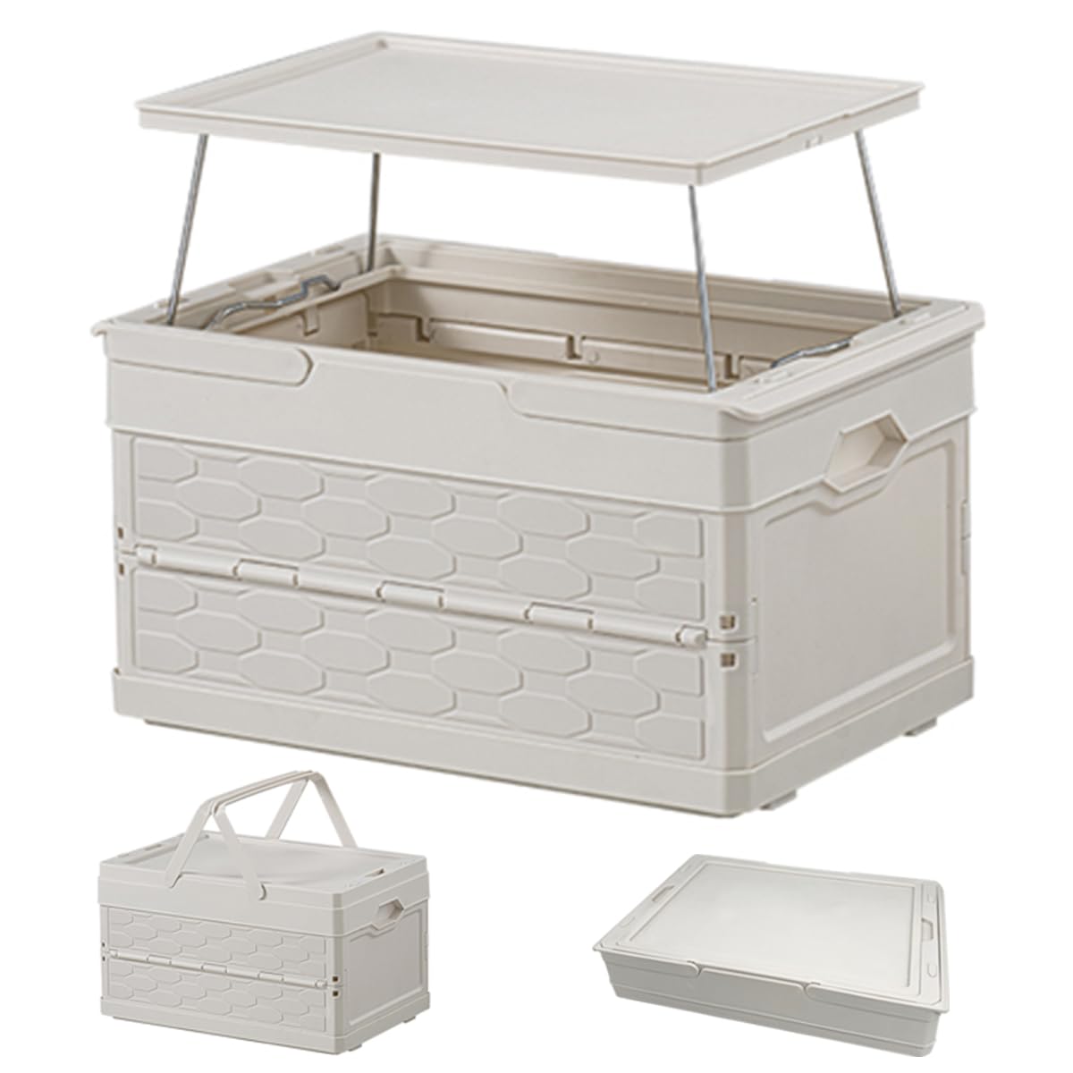 

gofurry Foldable Storage Camping Container with Camping Large Easy Large Capacity for Storage Box, Lid, Table, Capacity, Multifunctional, Assembly,