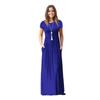 European and American Women's New Solid Color Summer Hot Selling Short Sleeved Pocket Long Dress