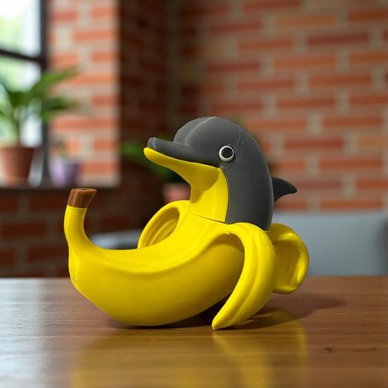 Banana Dolphin Ornament Banana Design Statue with Dolphin Inside Banana-themed
