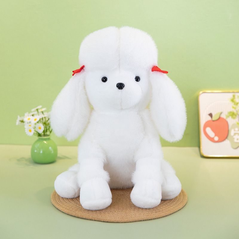 Schattige Poedel Hond Pluche Speelgoed Zacht Knuffeldier Pop Met Strik Decor Kawaii Huisdier Puppy Voor Kinderen Verjaardagscadeau Woondecoratie Lief 25CM