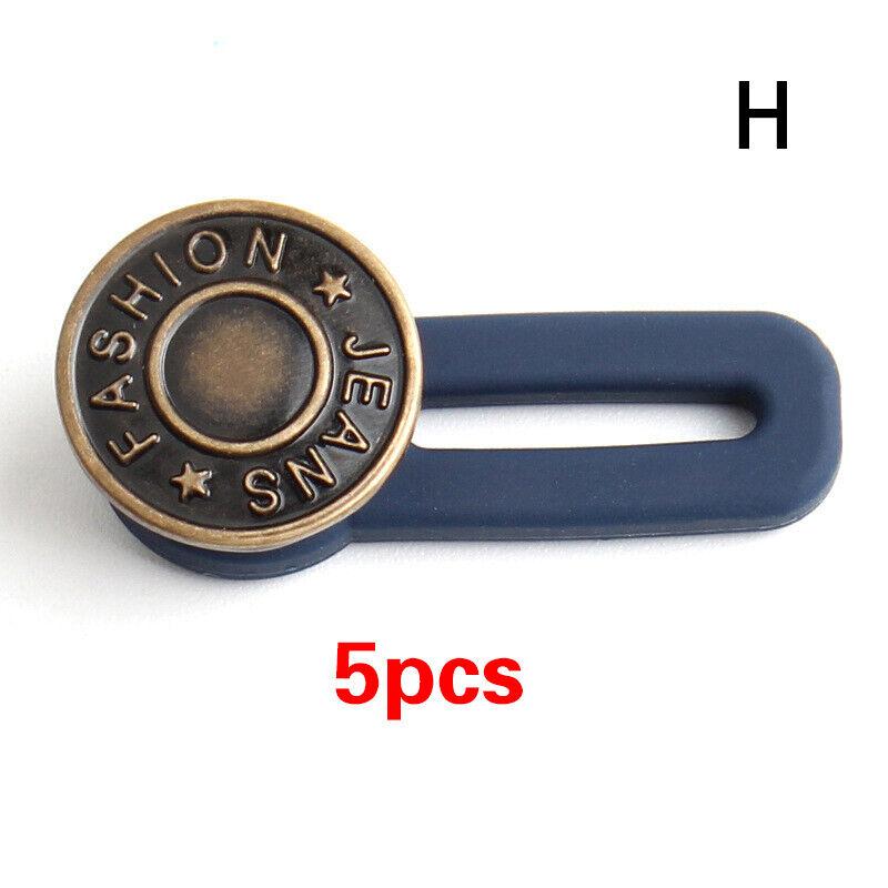 5 pezzi Allarga Pantaloni Jeans Estensore Vita Bottone Metallo Retrattile Artigianato Fai da Te UK