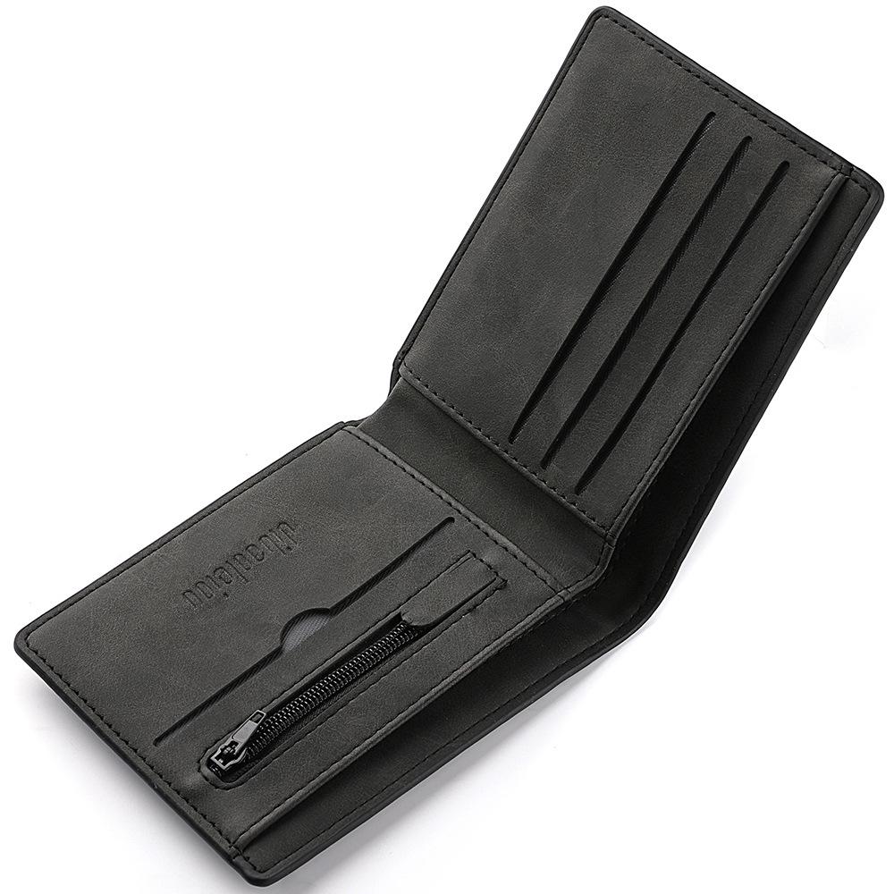 2023 Men's Genuine Leather Slim Zipper Wallet – Vintage Soft Short Coin Purse