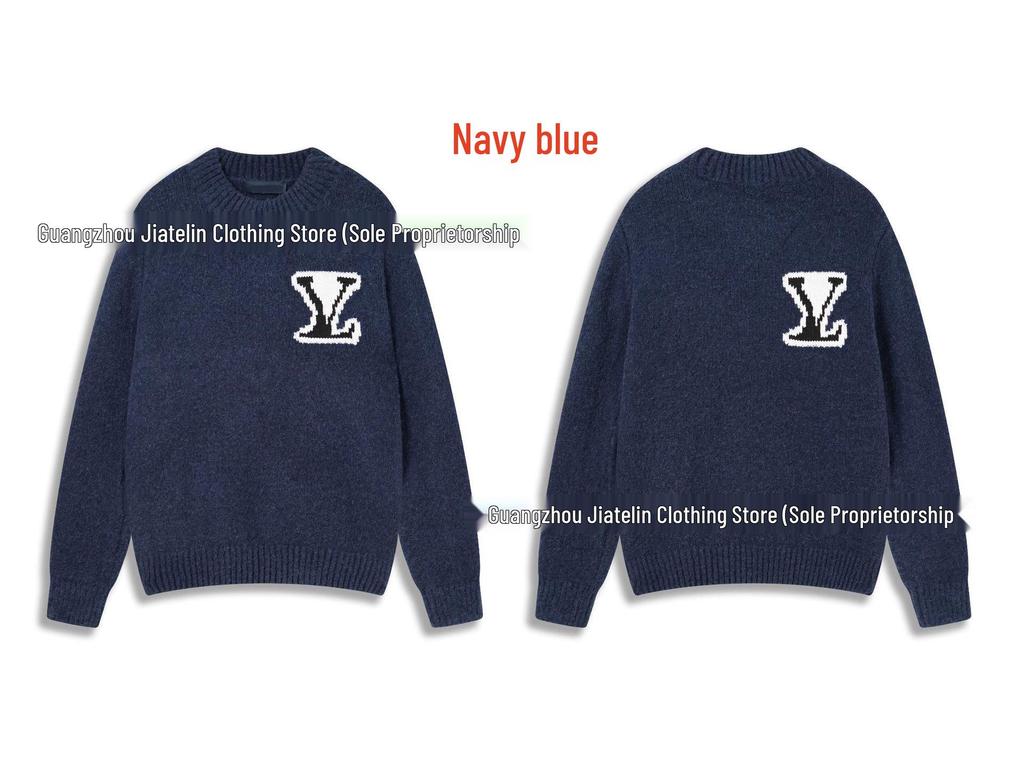 Correct Version LV Plaid Knit Sweater: Unisex Fashionable Loose Pullover