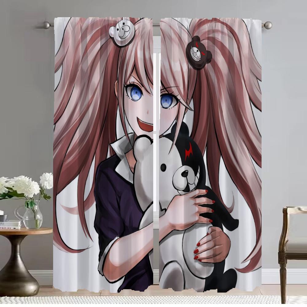 Blackout Curtain for Room 2 Panel Danganronpa - Monokuma Halloween Decoration Partition Anti-mosquito Curtains Shades Living