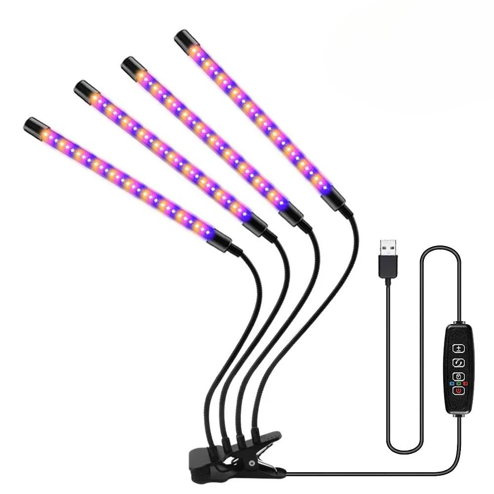 Fernbedienung LED Pflanzenwachstum Mehrkopf-Clip Pflanzenlampe Blumen-Timing Vollspektrum Tisch Sukkulenten Fülllicht