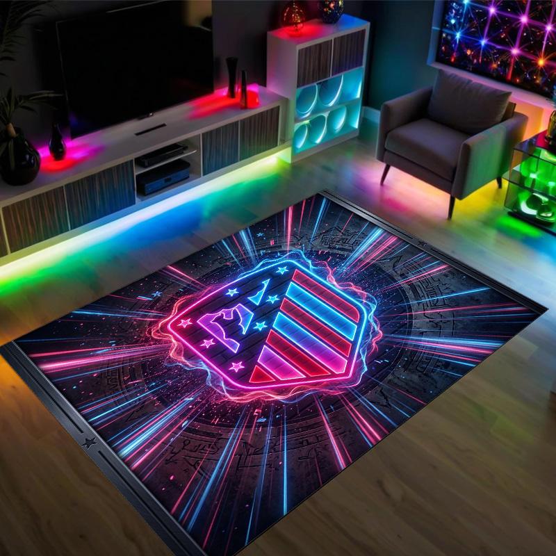 Atletico Madrid Design Crystal Velvet Carpet Cozy Non?Slip Printed Rug For Bedroom Living Room Entrance