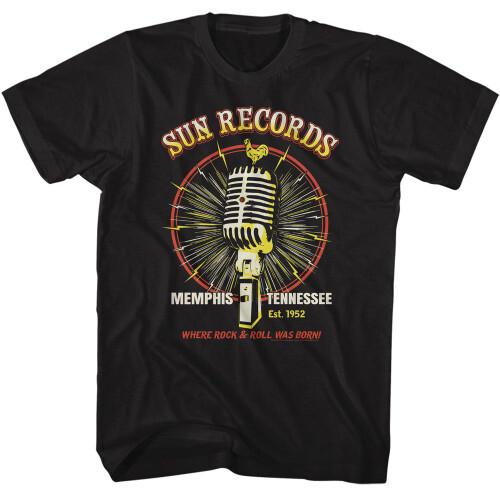 Sun Records Microphone Burst Black Adult T-Shirt Unisex T-Shirt XXXXL