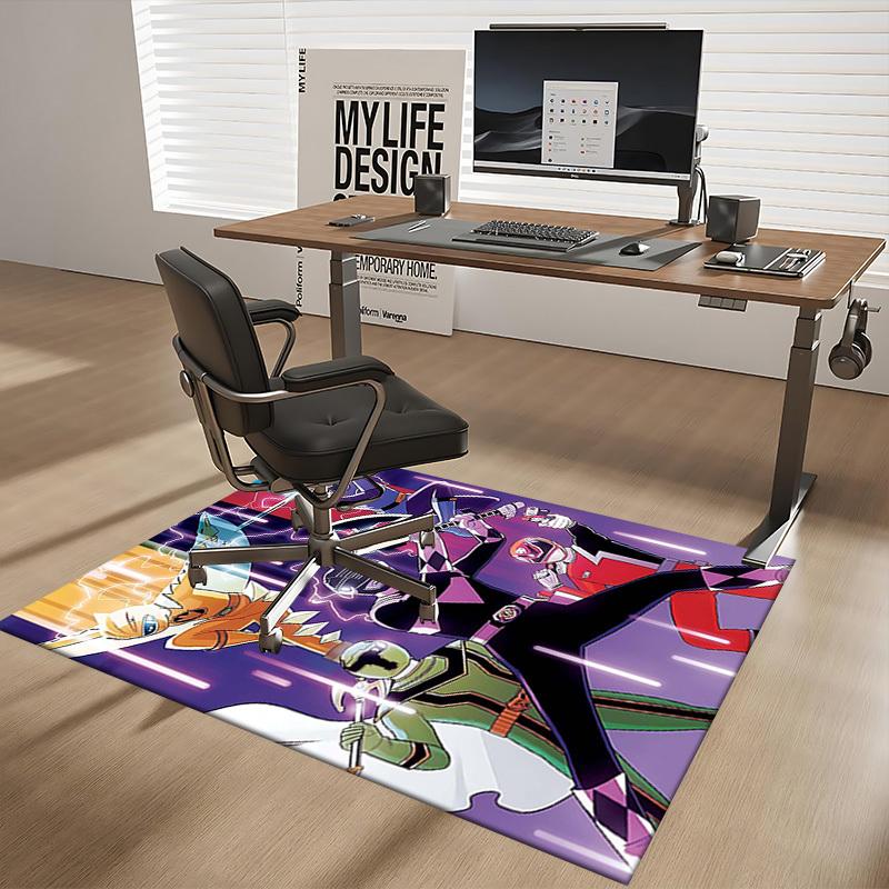 1pc Power Rangers Lightning Strike Chair Mat - Anime Cartoon Design, Non-Slip Carpet for Office, Home Decor, Living Room, Bedroom, Game Room - Perfect