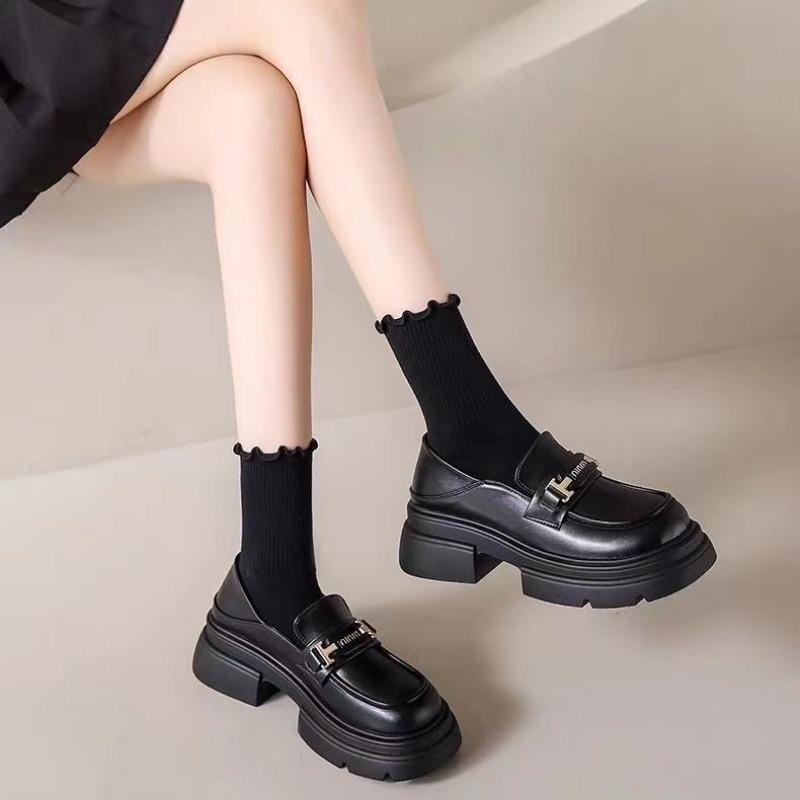 Pedaling Platform Small Leather Shoes for Women's Autumn New Women's Mary Jane Single Shoes Trend