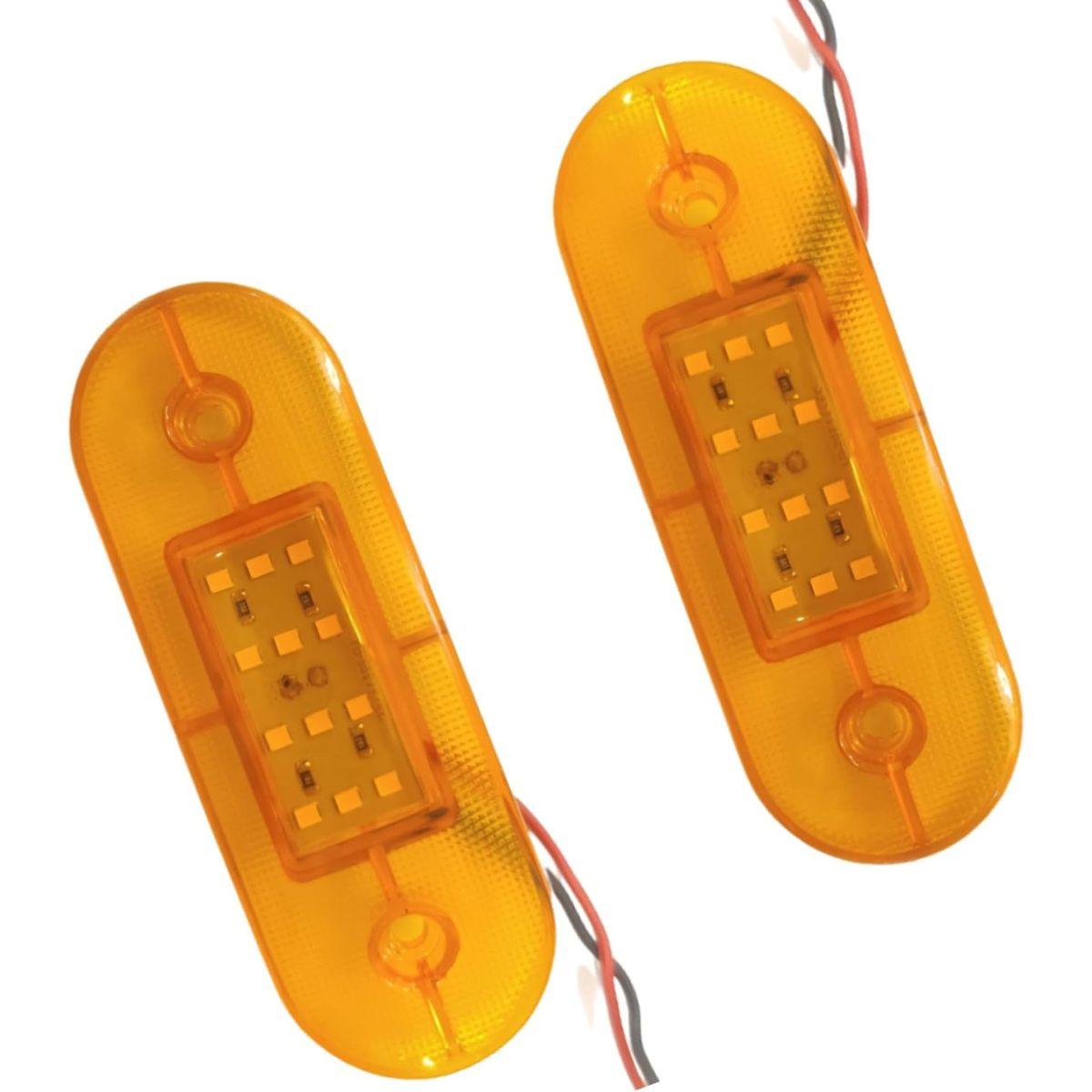 

APSMOTIV 2Pcs Amber Indicator Rear Side Truck Trailer Rv Cab Boat Bus Lorry Led Marker Light 12V Running Board Lights For Trucks Flat Fit Base