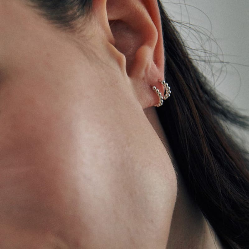 

green [925 silver] Two.silver.211 / mini ball earring (silver) silver