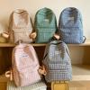 Checkered Letter Pattern Student Casual Backpack With Plush Pendant For Casual Travel