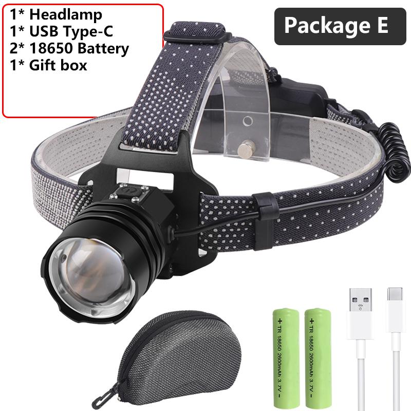 XHP199 16-Core Led Headlamp Zoomable Head Flashlight Lamp Torch 18650 Battery Waterproof for Camping Headlight