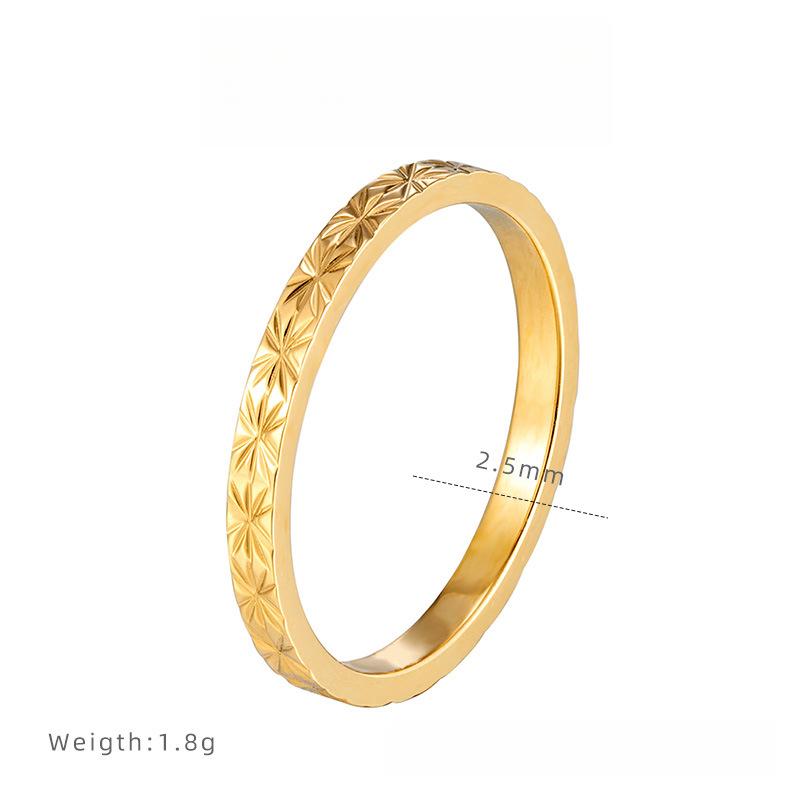 

Французский Легкий Узор Простое Кольцо, Титановая Сталь с Покрытием Невыцветающее Кольцо с Цветком, Простые Аксессуары для Женщин 9