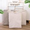 Foldable Cotton-Linen Laundry Hamper with Wooden Handle - Waterproof and Portable for Bedroom & Bathroom