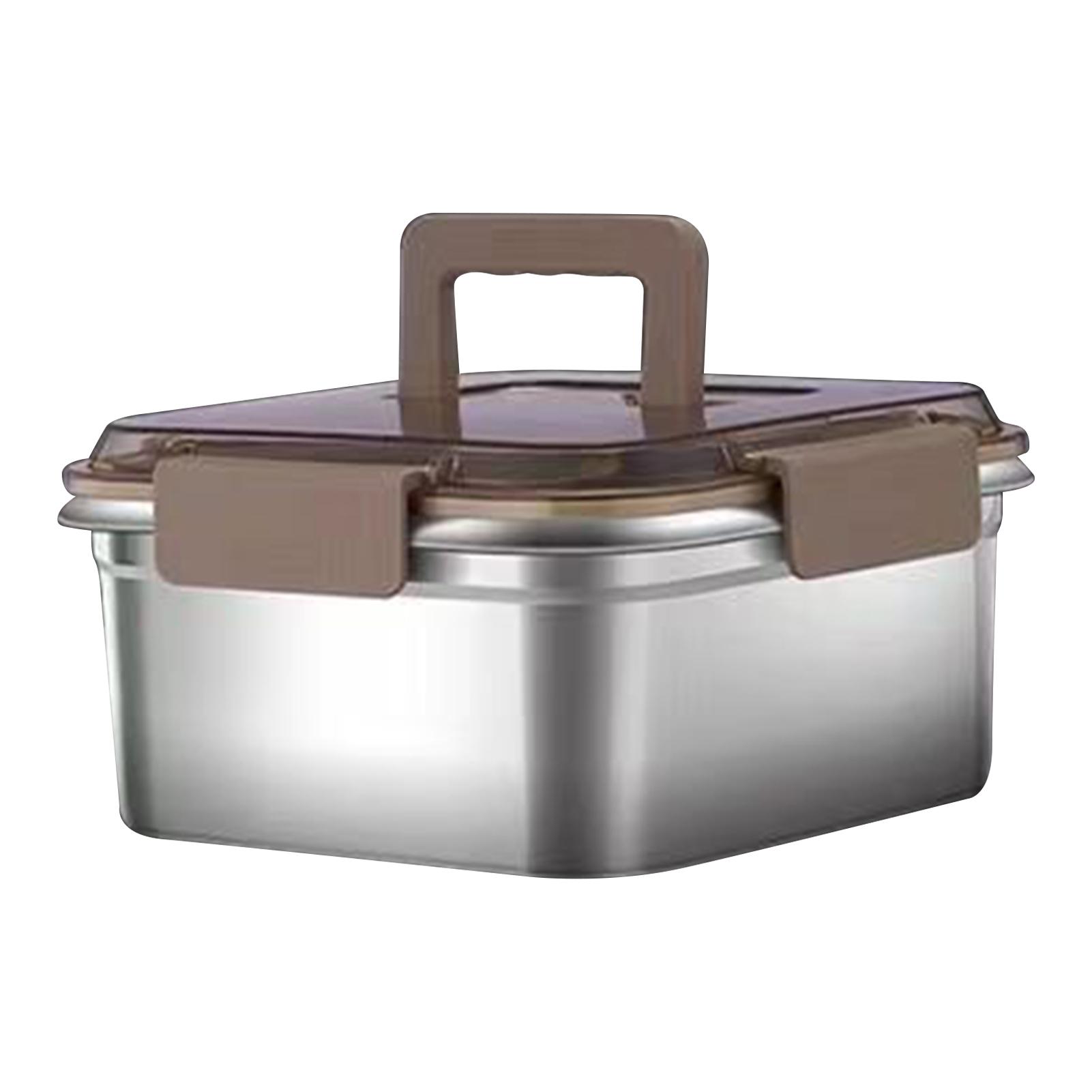 

Контейнер для еды из нержавеющей стали с крышкой, многоразовый герметичный пищевой контейнер для зерна, овощей