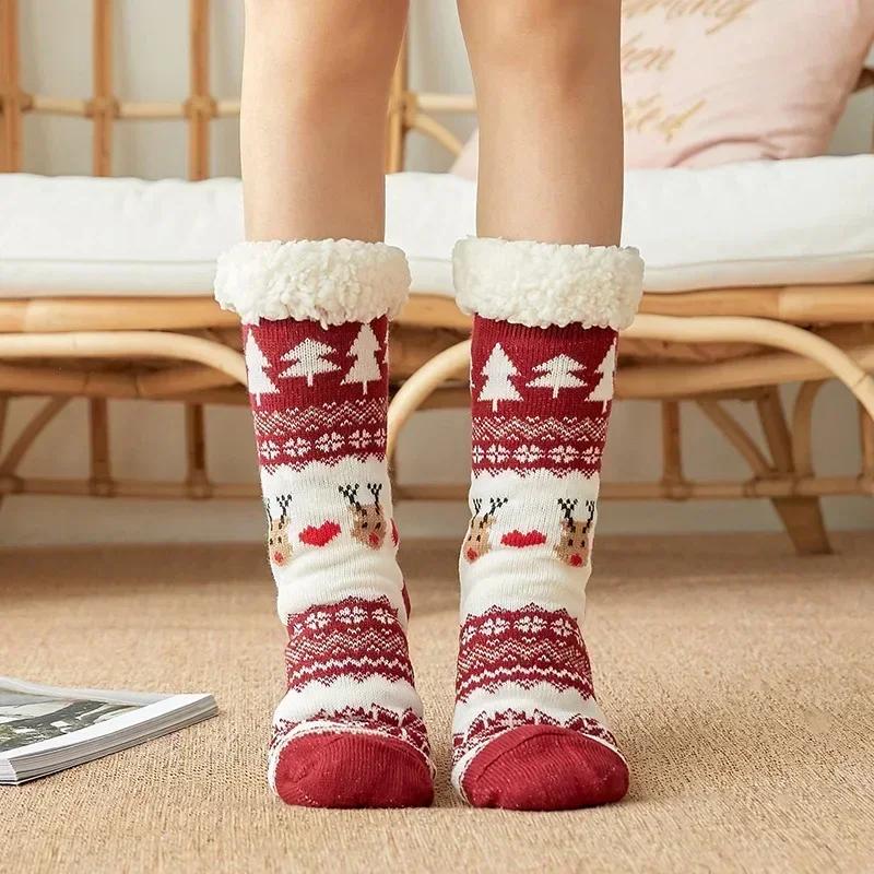 Fuzzy Thermal Socks Women Winter Funny Cat Dog Sloth Cute Kawaii Non Slip Cartoon Sleeping Soft Comfy Female Floor Slippers Sock