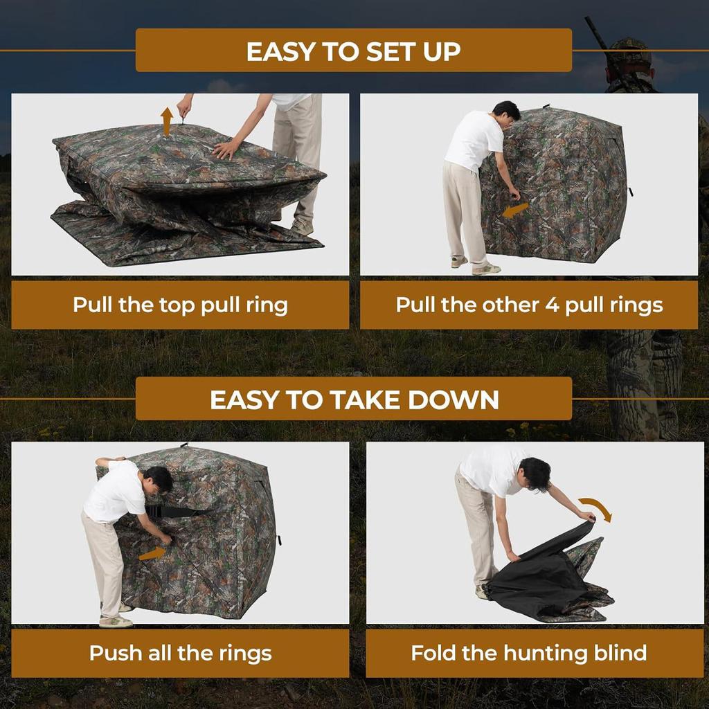 Camouflage Bird Watching Tent, 270° View, Rainproof & Sunscreen