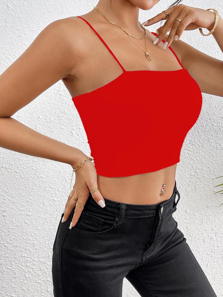 Casual Tank Top U Neck Crop Tops Frauen Sommer Camis Einfarbig Leibchen Mode Rohr Weibliche Ärmellose Gestellte Weste Y2K kleidung