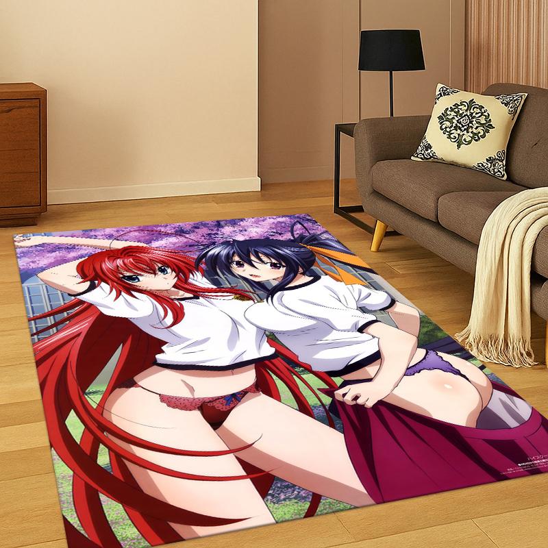 Anime High School DxD Sexy Girl Cartoon Carpet Rug for Bedroom Living Room Sofa Doormat Home Decor,Kid Game Area Rug Non-slip