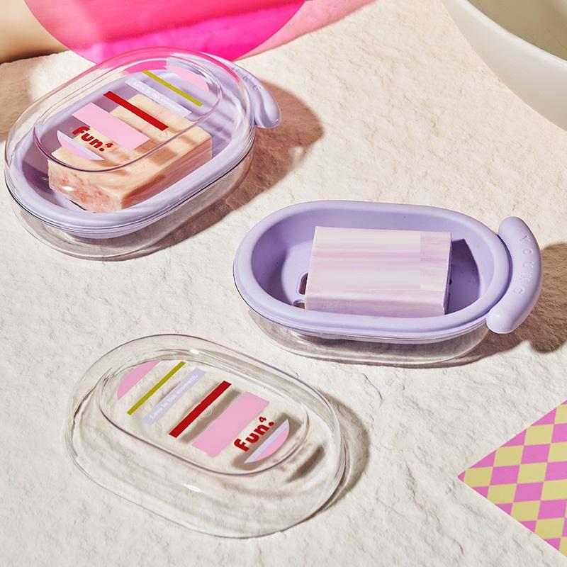 Cartoon Tragbare Seifenschalen Doppellagige Plastik-Seifenbox Haushalts-Badezimmer Ablage Seifenschale Badezimmer-Seifenbox Mit Deckel