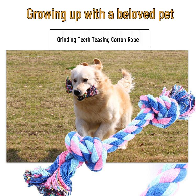 Double Knot Molar Grinding Cotton Rope - Bite-Resistant Toy for Medium & Large Dogs