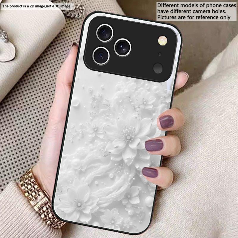 

Beautiful white flowers For iPhone 17 Air 16 E 15 14 13 Plus 12 mini 17 Pro Max 11Pro XR X 16E 7 8 11 Tempered Glass Phone Case iPhone Air