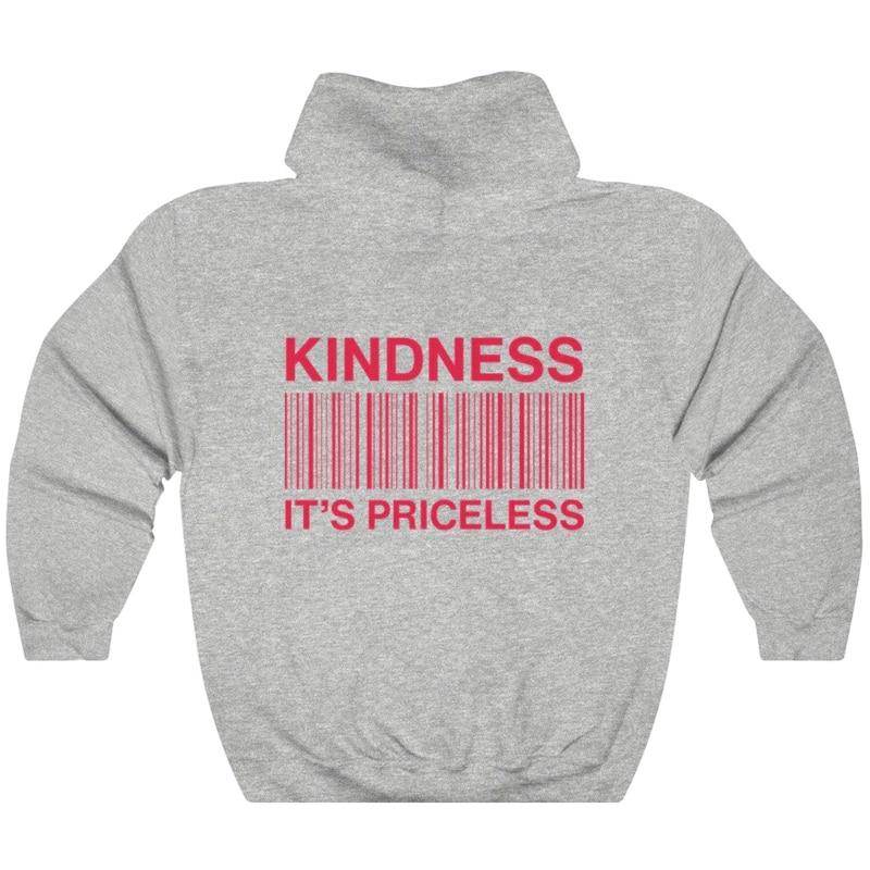 Толстовка с капюшоном Kindness It s Priceless повседневный женский джемпер с длинными рукавами пуловеры с капюшоном Christian Be Kind S серый 1598₽