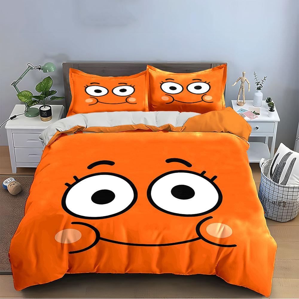 Lachendes Gesicht Cartoon Design Bettwäsche Bettbezug Set Bettbezug Kissenbezüge (1*Bettbezug 2*Kissenbezüge, ohne Bettdecke)