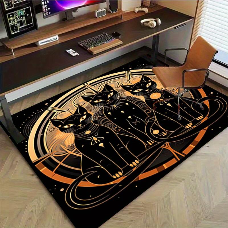 1pc. Luxury Gold Black Cat Mandala Rug for Home Decor, Office Carpet, Yoga Mat, Outdoor Blanket, Unique Gift Idea