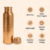 Pure Copper Water Bottle 1L | Ayurvedic Pure Copper Water Bottle with Leakproof Lid | 1L Water Bottle for Office & Gym (Copper Hammered)