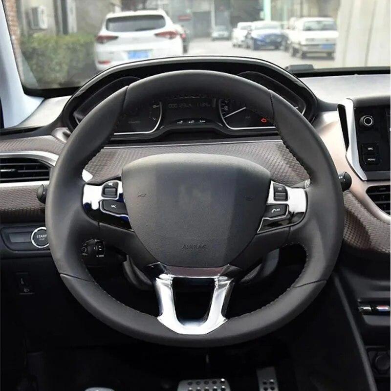My Good Car for Peugeot 2008 208 2014 -  Chrome Steering Wheel Panel Decorative Cover Sticker Steering Wheel Shiny Auto