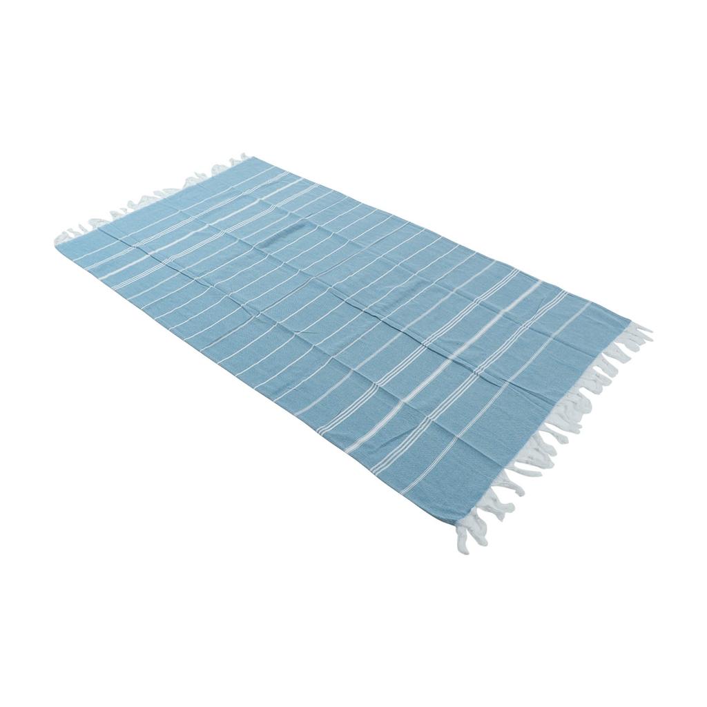 Stripe Beach Towel Extra Large Size Shawl Towel with Tassel for Travel Camping Gym Swimming PoolBlue