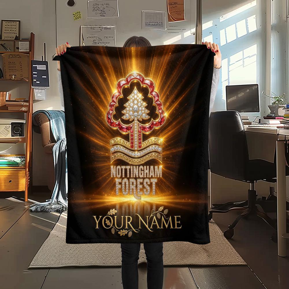 Custom Name Nottingham Forest Flannel Blanket, High quality Comfortable for All Seasons, Home Decor, Warmth and Comfort