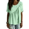 Women's Fashion Loose-Fit Round-Neck Short-Sleeve Gathered T-Shirt Top