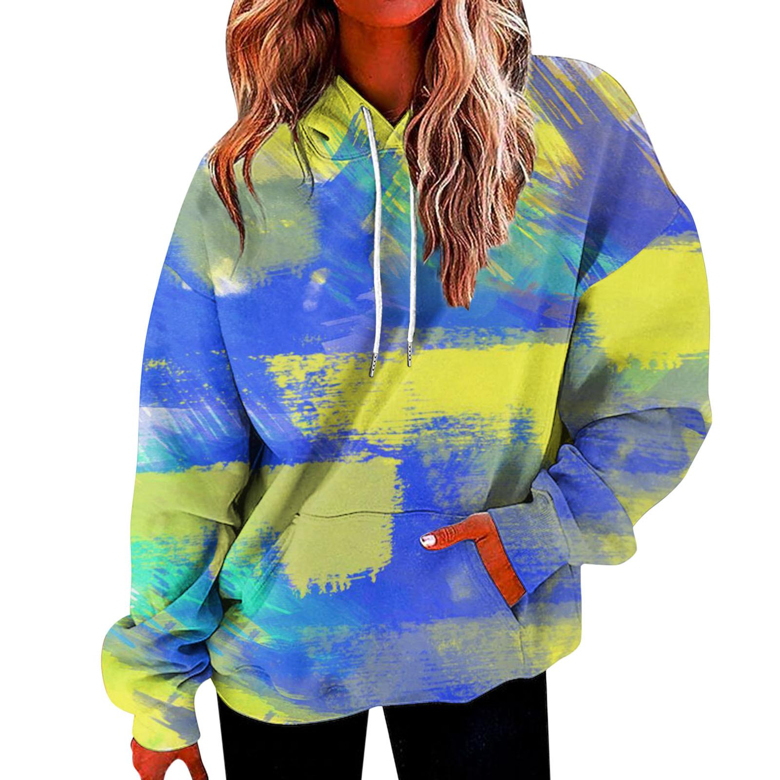

Радужные толстовки для женщин, толстовка большого размера, толстовка с капюшоном в стиле тай-дай, уличная одежда, пуловер, весна-осень, повседневная женская одежда 6XL