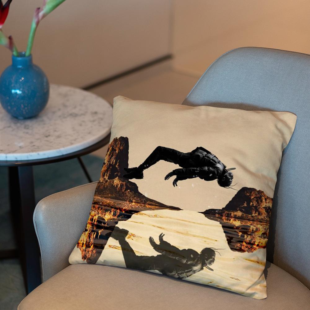 T-Travis S-Scott Cushion Cover 2-in-1 Reversible Plush Pillow Cover | Car/Sofa/Bed | Perfect Gift